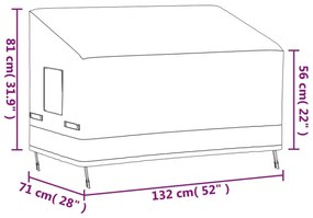 Κάλυμμα Διθέσιος Πάγκου Μπεζ 132x71x56/81εκ Ύφασμα Oxford 600D - Μπεζ