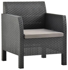 vidaXL Καρέκλα Κήπου με Μαξιλάρι Ανθρακί 63x65x76 εκ. από Ρατάν PP