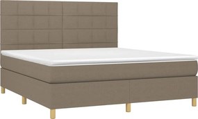 vidaXL Κρεβάτι Boxspring με Στρώμα &amp; LED Taupe 160x200 εκ. Υφασμάτινο
