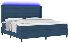 vidaXL Κρεβάτι box spring  με στρώμα και LED μπλε 200x200 εκ. ύφασμα