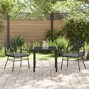vidaXL Set Καθισμάτων Κήπου 3 Τεμαχίων με Μαξιλάρες Μαύρο Πολυ Ρατάν