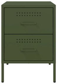 vidaXL Κομοδίνο Πράσινο Λαδί 36x39x50,5 εκ. από Χάλυβα