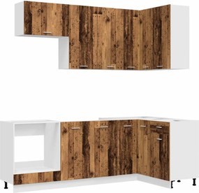 vidaXL Μονάδα κουζίνας LYON 8 pcs Παλαιωμένο ξύλο Επεξεργασμένο Ξύλο