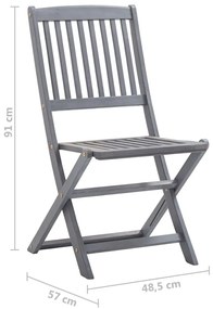Καρέκλες Εξ. Χώρου Πτυσσόμενες 6 τεμ. Ξύλο Ακακίας &amp; Μαξιλάρια - Ανθρακί