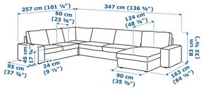 KIVIK γωνιακός καναπές, 5 θέσεων με σεζλόνγκ 294.430.21