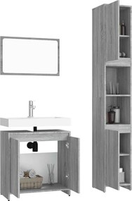 vidaXL Σετ Επίπλων Μπάνιου 3 Τεμαχίων Γκρι Sonoma Επεξεργασμένο Ξύλο