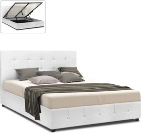 Κρεβάτι Iro Megapap από τεχνόδερμα με αποθηκευτικό χώρο χρώμα λευκό 160x200εκ.
