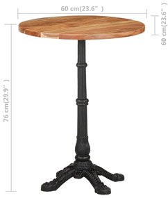 vidaXL Τραπέζι Bistro Ø60 x 76 εκ. Μασίφ Ξύλο Ακακίας