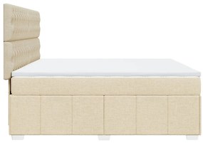 Κρεβάτι Boxspring με Στρώμα Κρεμ 180x200 εκ. Υφασμάτινο - Κρεμ