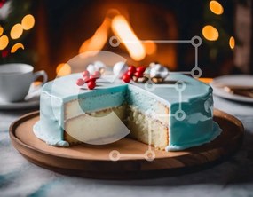 Σετ των 2 Intra Συλλεκτικό Ξύλινο Παζλ Plywood 4mm - Λευκό κέικ με μπλε γλάσο σε ξύλινη σανίδα Σε Ξύλινο Κουτί - Διαστάσεις: 10x10 cm – 25 κομμάτια