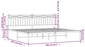 Πλαίσιο Κρεβατιού με Κεφαλάρι Μαύρο 200 x 200 εκ. Μεταλλικό - Μαύρο