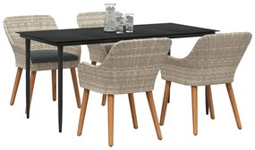vidaXL Σετ τραπεζαρίας 5 pcs Ανοιχτό γκρι Πολυ ράταν