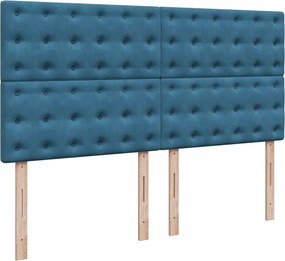vidaXL Κρεβάτι Boxspring με Στρώμα Μπλε 180x200 εκ. Βελούδινο