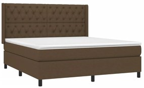 vidaXL Κρεβάτι Boxspring με Στρώμα & LED Σκ.Καφέ 160x200εκ. Υφασμάτινο