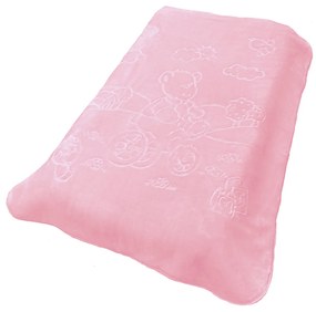 Κουβέρτα Βελουτέ Κούνιας (110x140) Dimcol Bicycle Bear 17 Baby Pink