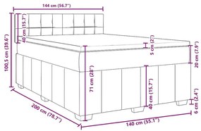 Κρεβάτι Boxspring με Στρώμα Μαύρο 140x200 εκ. Υφασμάτινο - Μαύρο