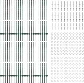 vidaXL Ενσωματωμένος Πόλος Φράχτη 44 pcs Πράσινο 160 cm