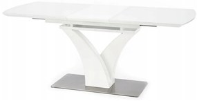 Τραπέζι Houston 657, Άσπρο, 75x80x140cm, 80 kg, Επιμήκυνση, Επεξεργασμένο γυαλί, Ινοσανίδες μέσης πυκνότητας, Ινοσανίδες μέσης πυκνότητας, Μέταλλο