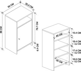 Παπουτσοθήκη - Ντουλάπι Talsa Megapap χρώμα λευκό - sapphire oak 50x35,3x86εκ.
