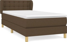 vidaXL Κρεβάτι Boxspring με Στρώμα Σκούρο Καφέ 90x190 εκ. Υφασμάτινο