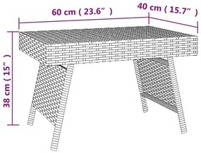 Τραπεζάκι Βοηθητικό Πτυσσόμενο Καφέ 60x40x38εκ. Συνθετικό Ρατάν - Καφέ