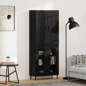 vidaXL Highboard 2 pcs Μαύρη Οξυά Επεξεργασμένο ξύλο