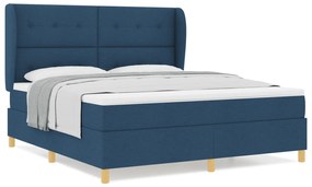 vidaXL Μπλε Κρεβάτι με Στρώμα 180x200 εκ Υφασμάτινο