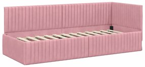 vidaXL Κρεβάτι γωνίας με στρώμα με κεφαλάρι 2 pcs Γκρι Βελούδο