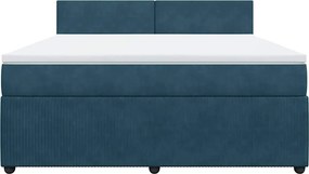 vidaXL Κρεβάτι Boxspring με Στρώμα Μπλε 180x200 εκ. Βελούδινο