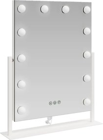 vidaXL Καθρέφτης Vanity LED Λευκό 44 x 10 x 53 εκ Γυαλί και Χάλυβας