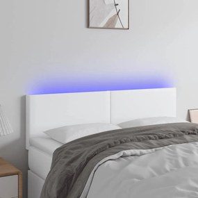 Κεφαλάρι Κρεβατιού LED Λευκό 144x5x78/88 εκ. Συνθετ. Δέρμα 3121423