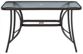 Τραπέζι BRAVO Μεταλλικό Καφέ με Γυάλινη επιφάνεια με τρύπα ομπρέλας 120x70x72Υεκ. 120x70x72 εκ.