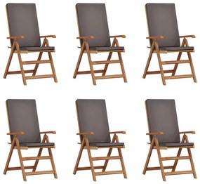 vidaXL Καρέκλα Κήπου 6 pcs Καφέ 57 x 71.5 x 104εκ Μασίφ ξύλο teak