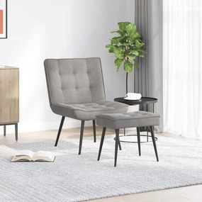 vidaXL Πολυθρόνα Relax Ανοιχτό Γκρι Βελούδινη με Σκαμπό