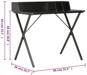 vidaXL Γραφείο Μαύρο 80 x 50 x 84 εκ.