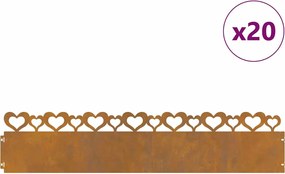 vidaXL Περιγράμματα γκαζόν 20 pcs Σκ rusty 103 x 0,05 x 22 εκ