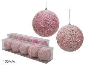Μπάλα Με Glitter Ροζ Φ10cm Σετ 5Τμχ Σε 2 Σχέδια