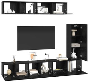 vidaXL Σετ επίπλου τηλεόρασης 6 pcs Μαύρη Οξυά Επεξεργασμένο ξύλο