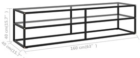 Έπιπλο Τηλεόρασης με Ψημένο Γυαλί Μαύρο 160 x 40 x 40 εκ. - Μαύρο