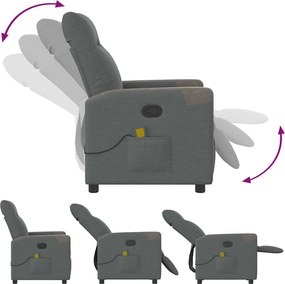 vidaXL Πολυθρόνα Μασάζ Ανακλινόμενη Σκούρο Γκρι Υφασμάτινη