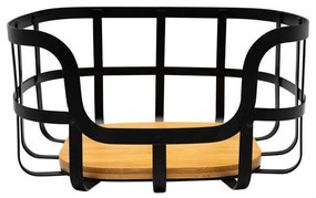 Φρουτιέρα Μεταλλική Bamboo Essentials 01-13226 24x24x12,7cm Black-Natural Estia Metal,Bamboo