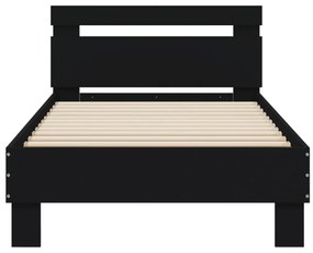 vidaXL Πλαίσιο Κρεβατιού με Κεφαλάρι και LED Μαύρο 90 x 200 εκ.