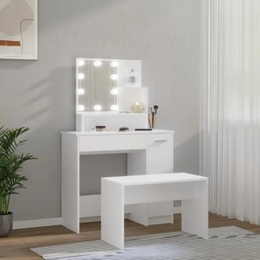 vidaXL Μπουντουάρ Σετ με LED Λευκό από Επεξεργασμένο Ξύλο