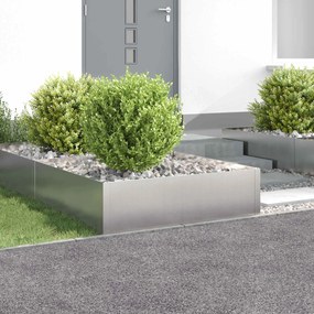 vidaXL Περίγραμμα γκαζόν 4 τμχ. 100 x 100 x 35 cm Ατσάλι Ασημί