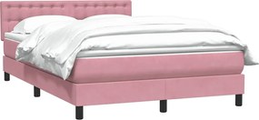 vidaXL Κρεβάτι Boxspring με Στρώμα Ροζ 160x210 εκ. Βελούδινο