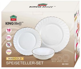 Kinghoff KH 1921 σερβίτσιο δείπνου, 18 τεμάχια, Για 6 άτομα, Οπαλ γυαλί, Λευκό/Σπαντέξ