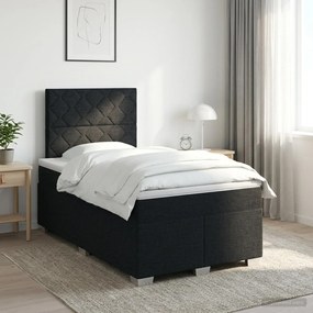 vidaXL Κρεβάτι box spring με στρώμα Μαύρο 120 x 200 cm Ύφασμα