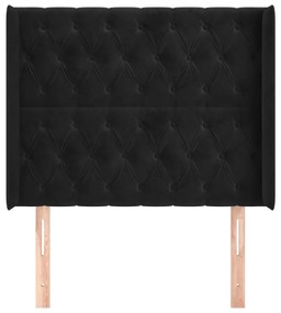 Κεφαλάρι με Πτερύγια Μαύρο 93x16x118/128 εκ. Βελούδινο - Μαύρο