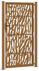 Πύλη κήπου 105x180 cm από διαβρωμένο χάλυβα με σχέδιο ίχνος - Καφέ