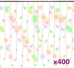 vidaXL Κουρτίνα LED Φωτάκια Σταλακτίτες 10μ. 400 LED Πολύχρωμα 8 Λειτ.